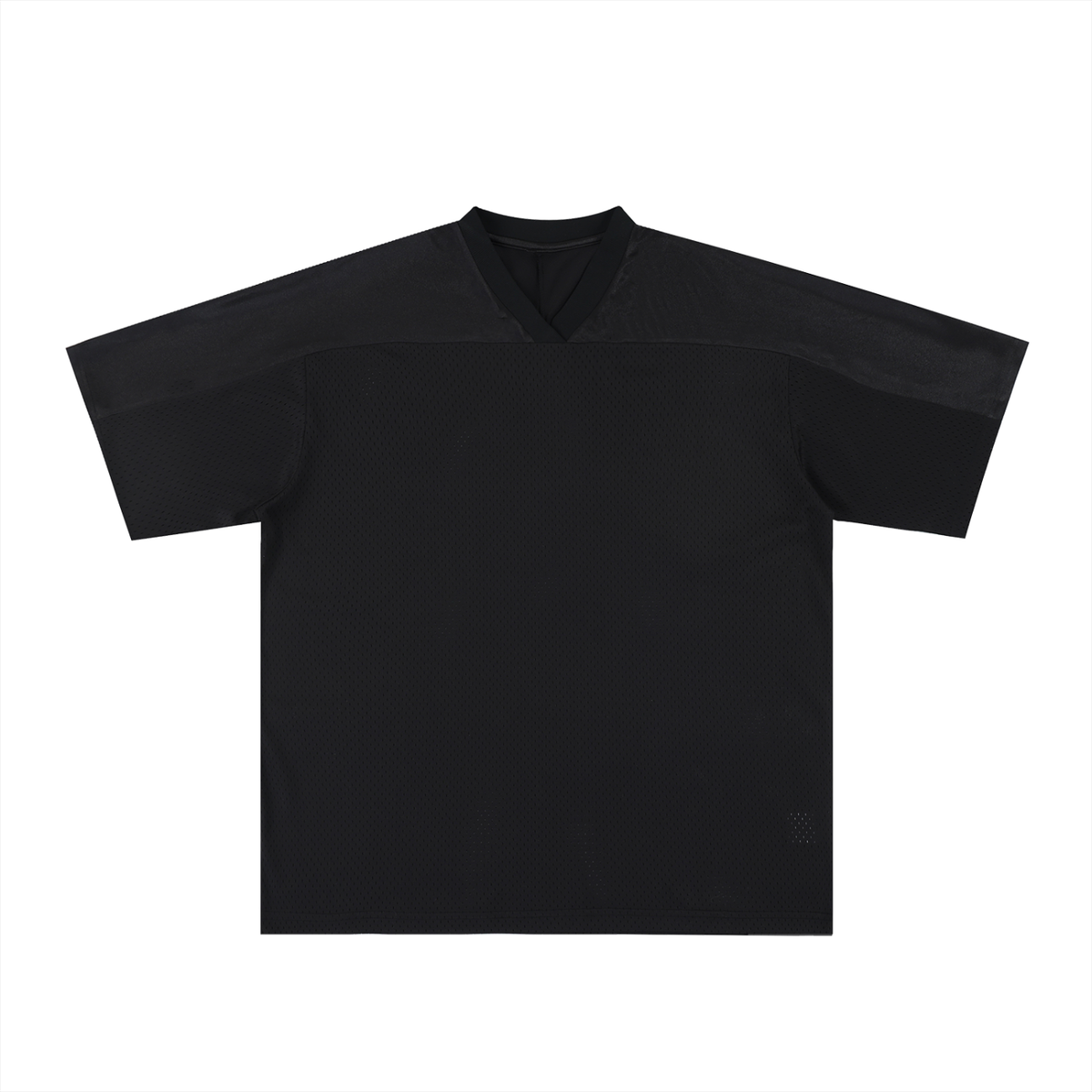 Unisex Oversized Mesh V-Neck Soccer Jersey in black