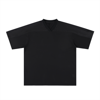 Unisex Oversized Mesh V-Neck Soccer Jersey in black
