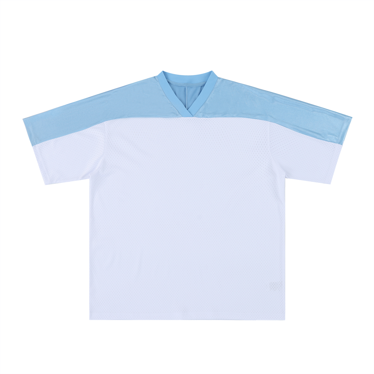 Unisex Oversized Mesh V-Neck Soccer Jersey in blue with white