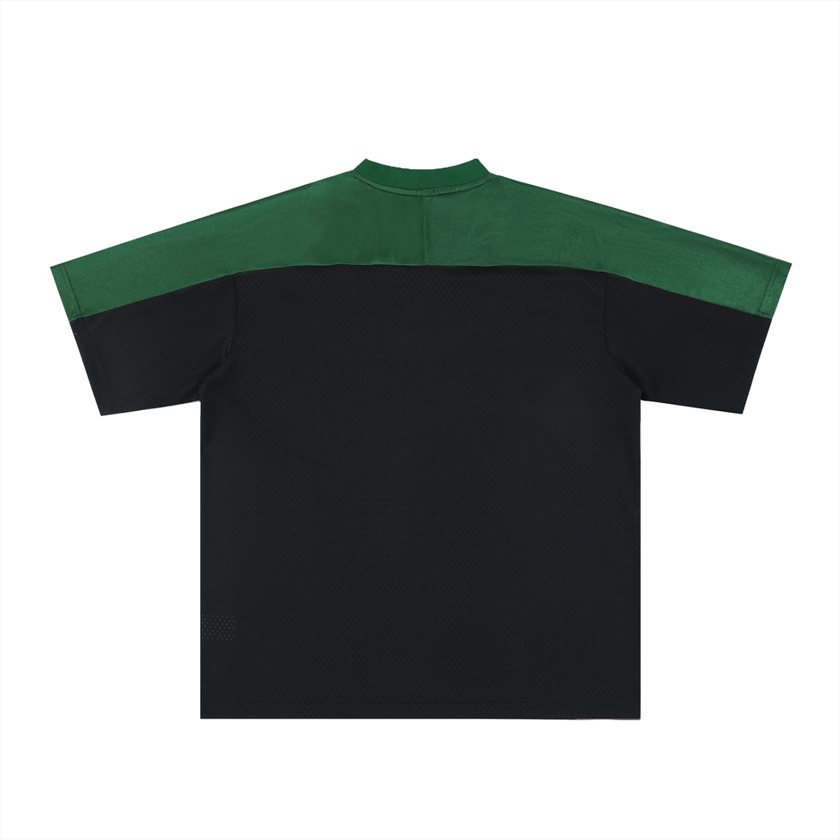 Unisex Oversized Mesh V-Neck Soccer Jersey in dark green with black, alternate angle