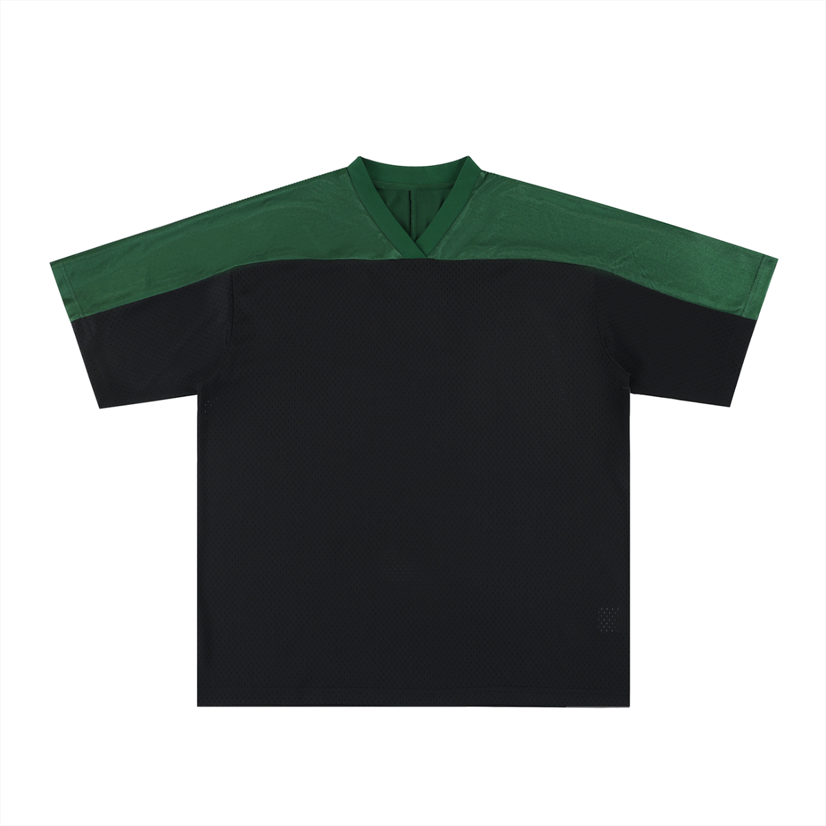 Unisex Oversized Mesh V-Neck Soccer Jersey in dark green with black