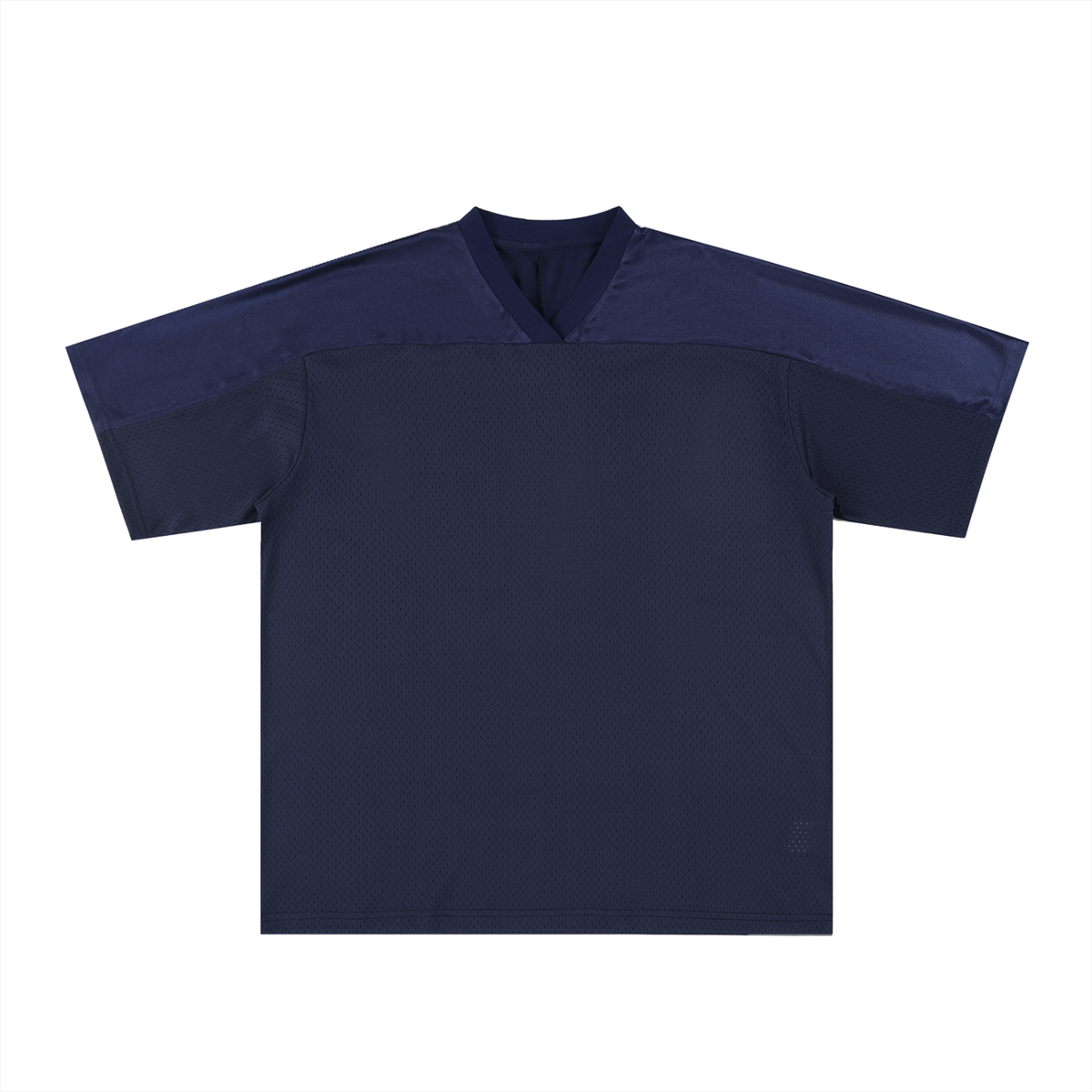 Unisex Oversized Mesh V-Neck Soccer Jersey in navy blue with gray blue