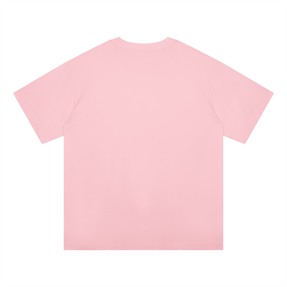 Unisex Oversized Midweight Cotton T-Shirt in light pink, alternate angle