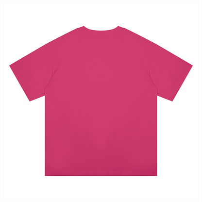 Unisex Oversized Midweight Cotton T-Shirt in rose red, alternate angle