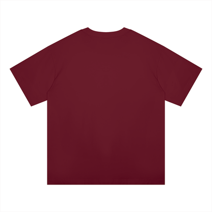 Unisex Oversized Midweight Cotton T-Shirt in wine red, alternate angle