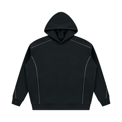 Unisex Oversized Piping Fleece Hoodie in black