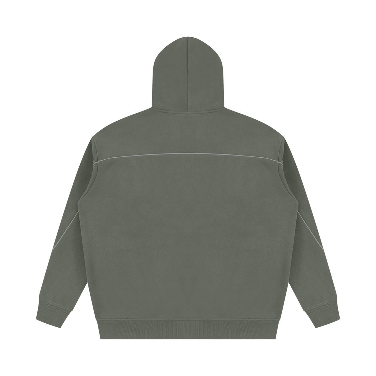 Unisex Oversized Piping Fleece Hoodie in medium gray, alternate angle