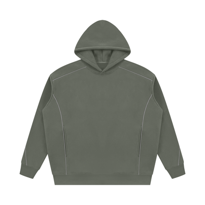 Unisex Oversized Piping Fleece Hoodie in medium gray