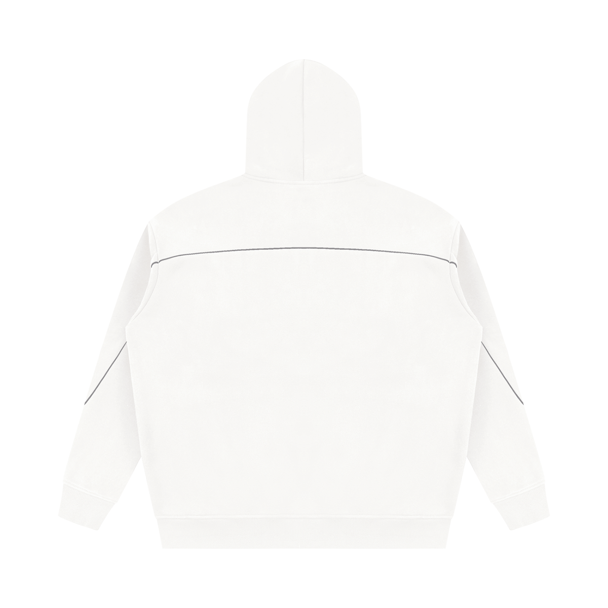 Unisex Oversized Piping Fleece Hoodie in white, alternate angle