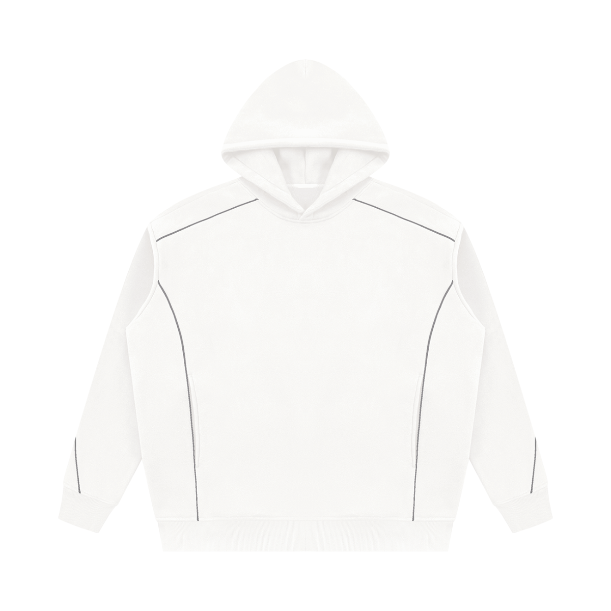 Unisex Oversized Piping Fleece Hoodie in white