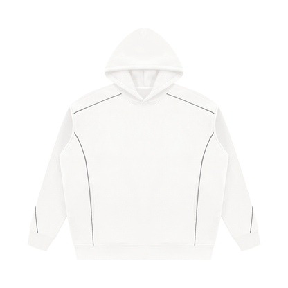 Unisex Oversized Piping Fleece Hoodie in white