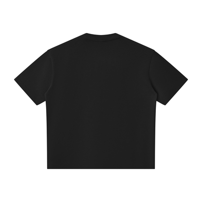 Unisex Oversized Piping Henley T-Shirt in black, alternate angle