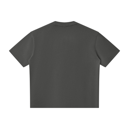 Unisex Oversized Piping Henley T-Shirt in dark gray, alternate angle