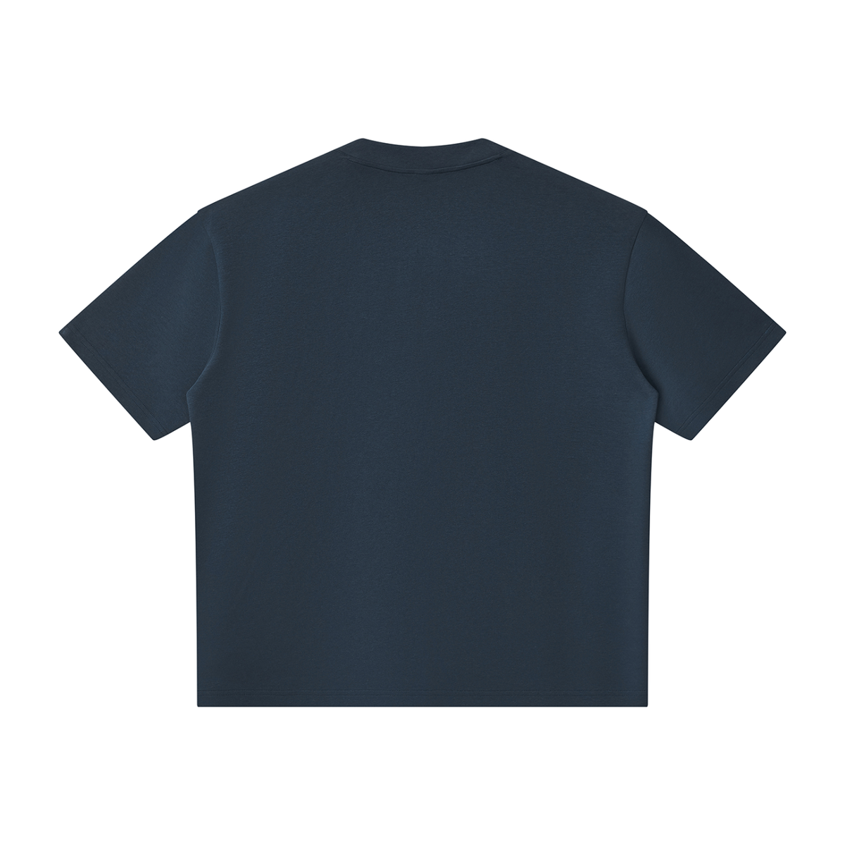 Unisex Oversized Piping Henley T-Shirt in navy blue, alternate angle