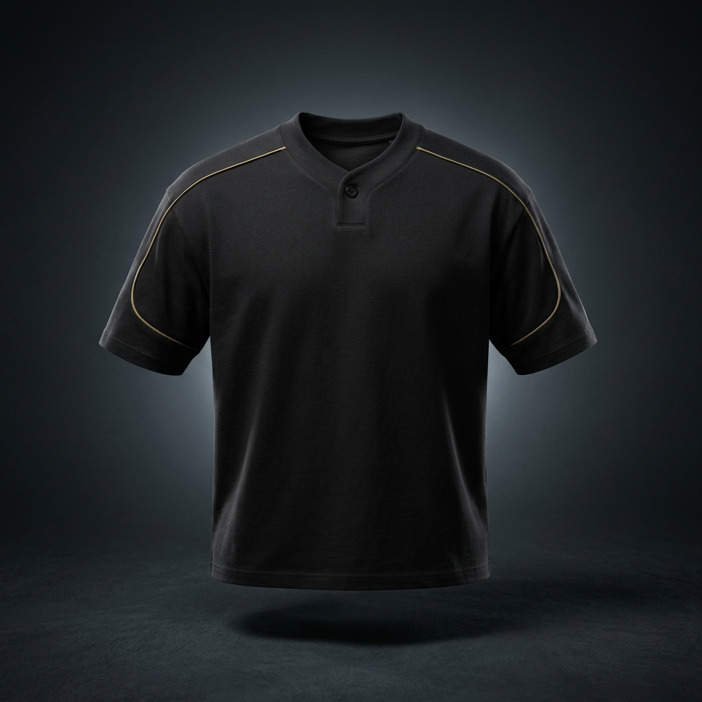 Unisex Oversized Piping Henley T-Shirt, view 1