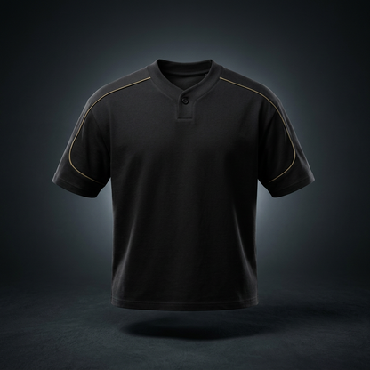 Unisex Oversized Piping Henley T-Shirt, view 1