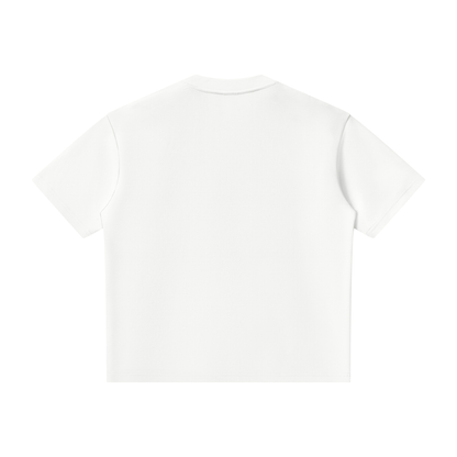 Unisex Oversized Piping Henley T-Shirt in white, alternate angle