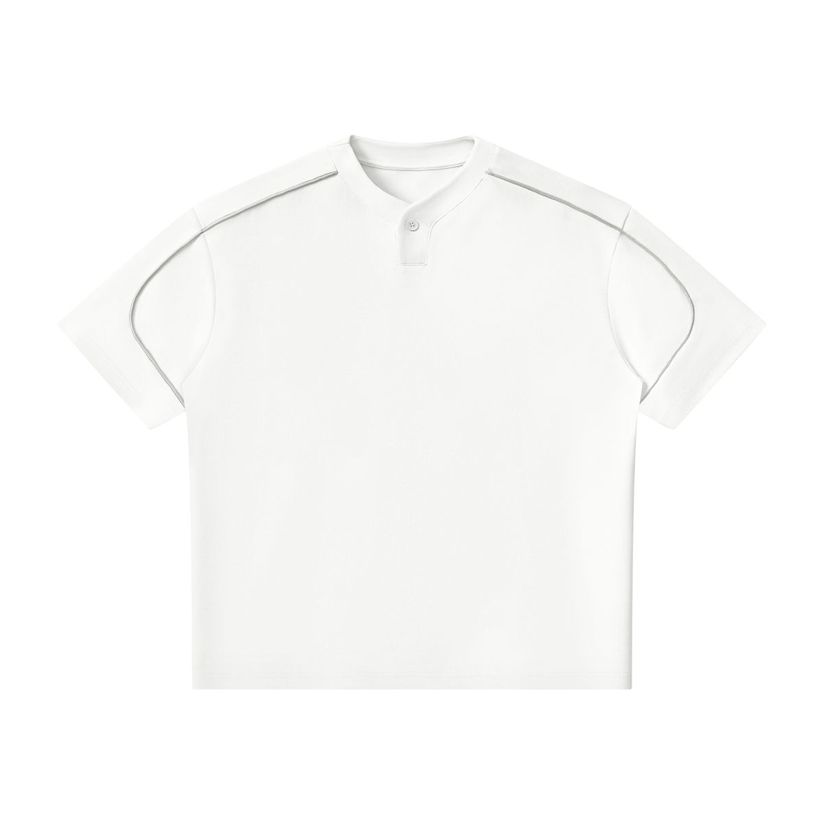 Unisex Oversized Piping Henley T-Shirt in white