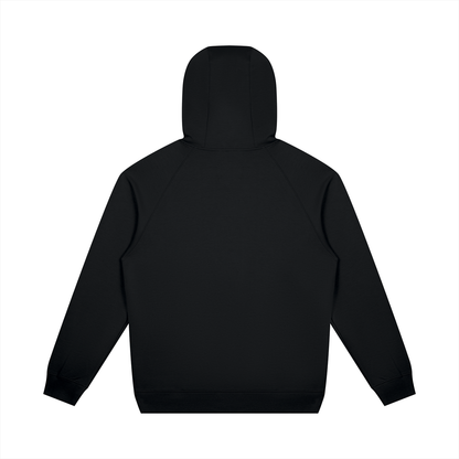 Unisex Oversized Raglan Pullover Hoodie in black, alternate angle