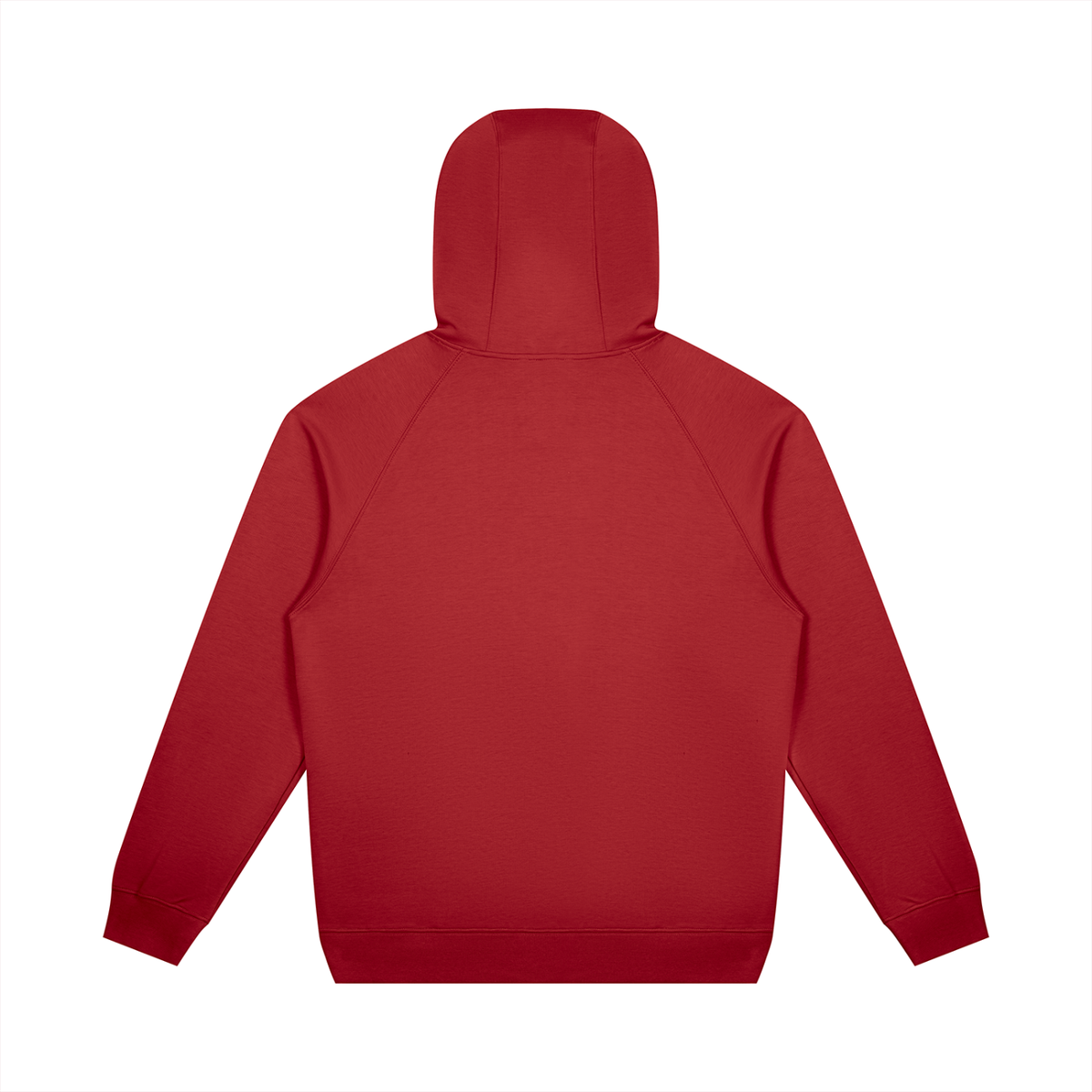 Unisex Oversized Raglan Pullover Hoodie in red, alternate angle