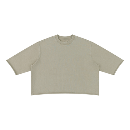 Unisex Oversized Snow Wash Three-Quarter Sleeve T-Shirt in apricot