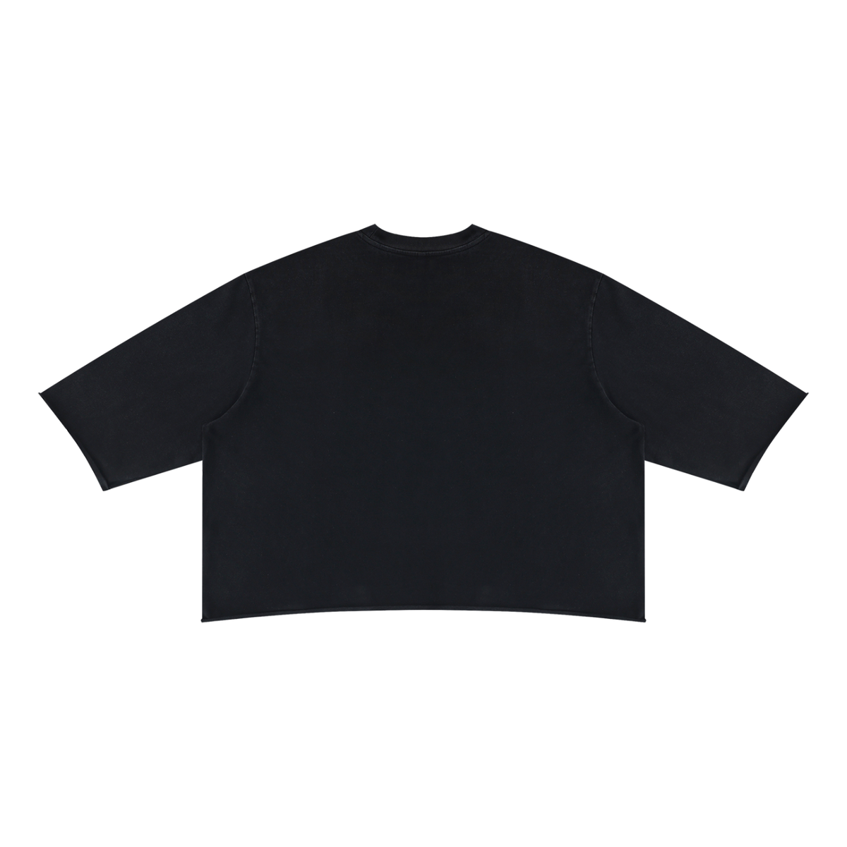 Unisex Oversized Snow Wash Three-Quarter Sleeve T-Shirt in black, alternate angle
