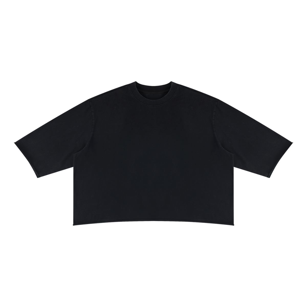 Unisex Oversized Snow Wash Three-Quarter Sleeve T-Shirt in black