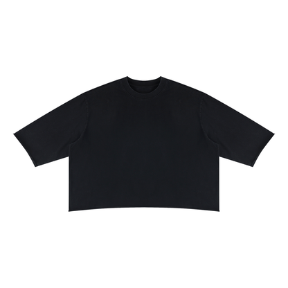 Unisex Oversized Snow Wash Three-Quarter Sleeve T-Shirt in black