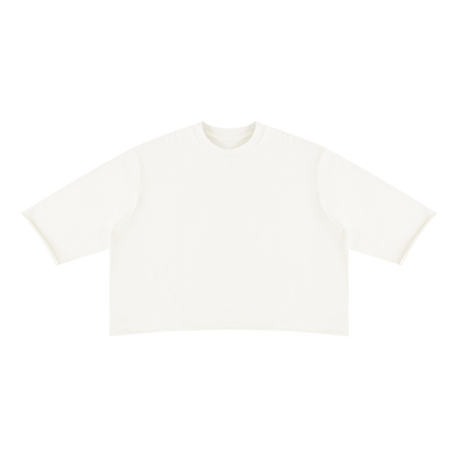 Unisex Oversized Snow Wash Three-Quarter Sleeve T-Shirt in white