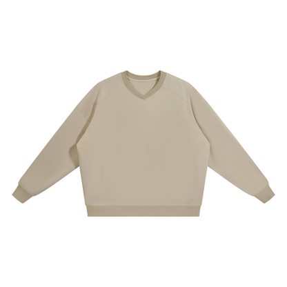 Unisex Oversized V-Neck Sweatshirt in khaki