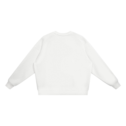 Unisex Oversized V-Neck Sweatshirt in white, alternate angle