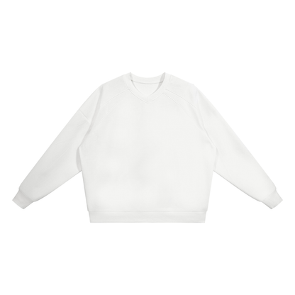 Unisex Oversized V-Neck Sweatshirt in white