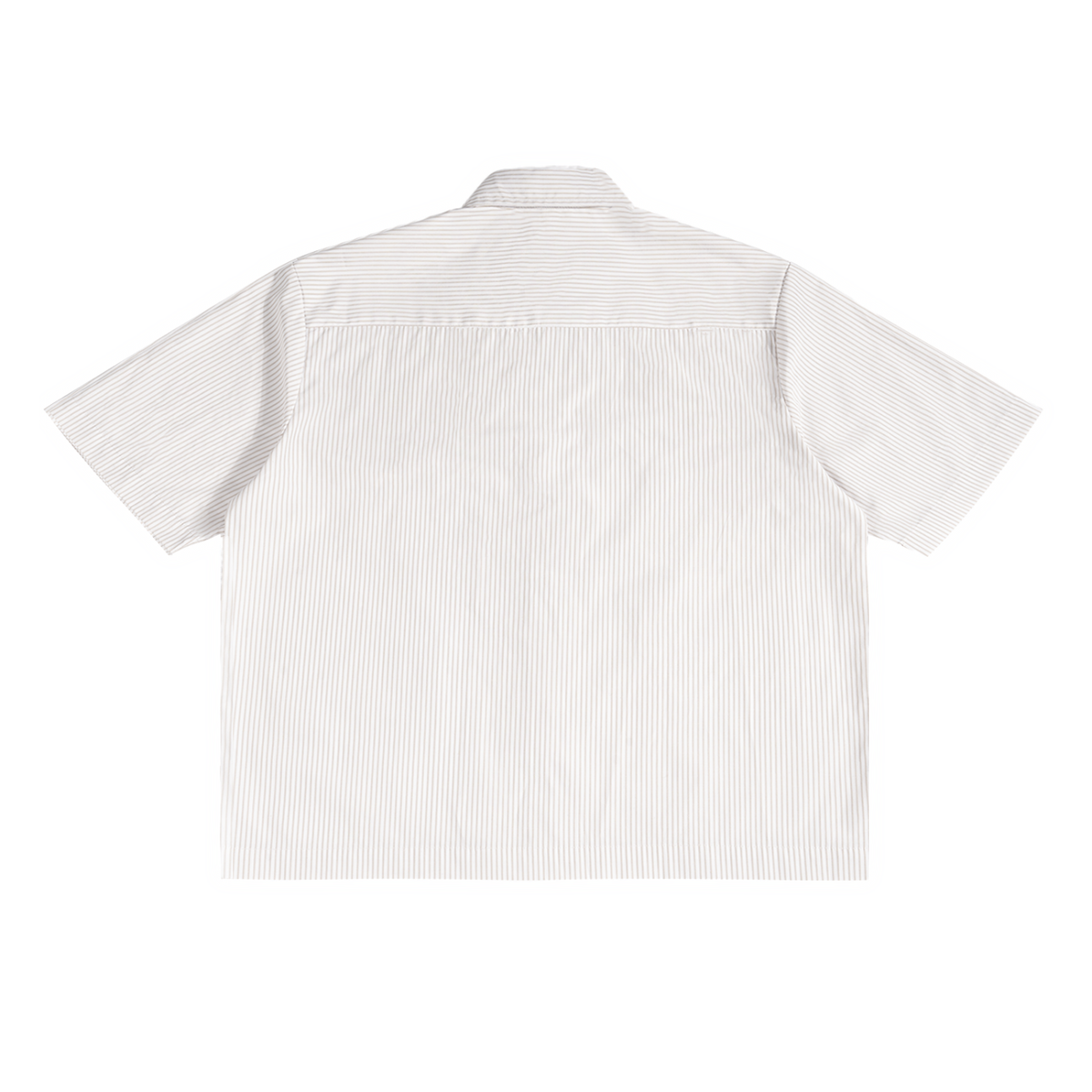 Unisex Oversized Vertical Stripe Boxy Shirt in apricot white, alternate angle