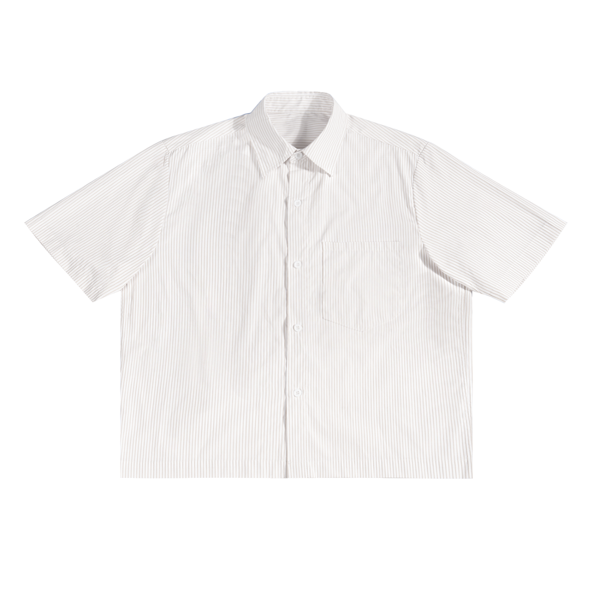 Unisex Oversized Vertical Stripe Boxy Shirt in apricot white