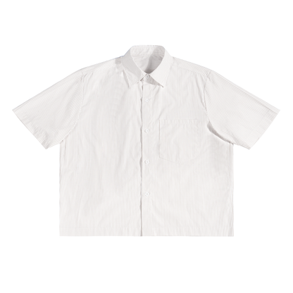 Unisex Oversized Vertical Stripe Boxy Shirt in apricot white
