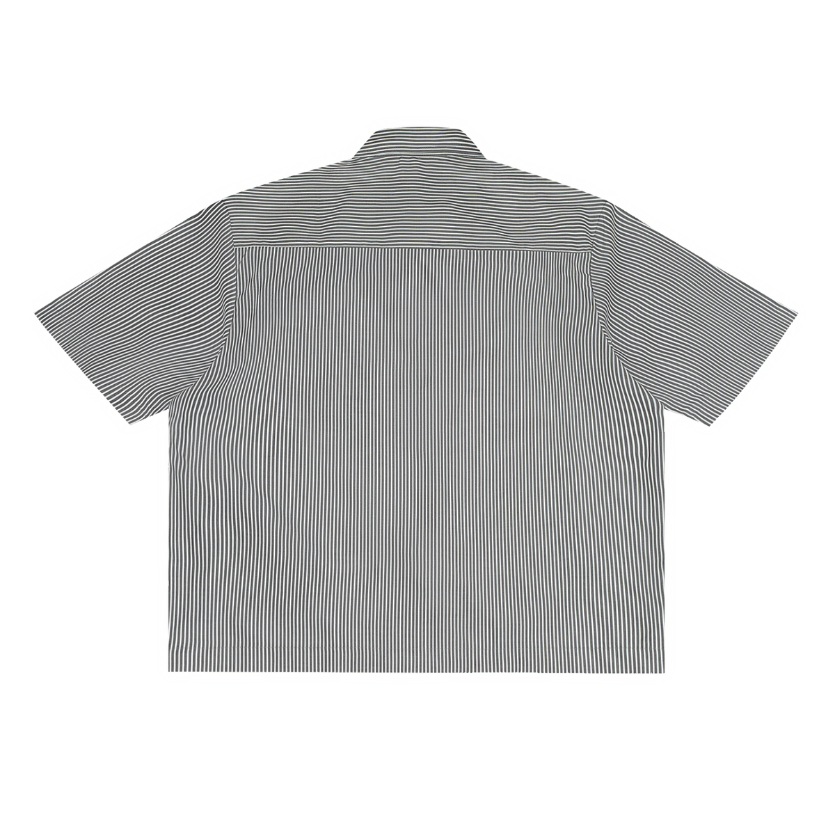 Unisex Oversized Vertical Stripe Boxy Shirt in black, alternate angle