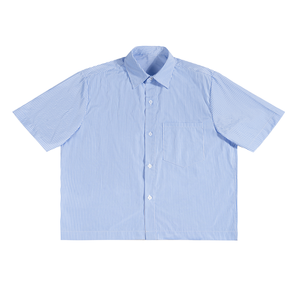 Unisex Oversized Vertical Stripe Boxy Shirt in blue