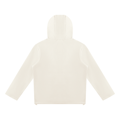 Unisex Paneled Full Zip Hoodie in beige, alternate angle