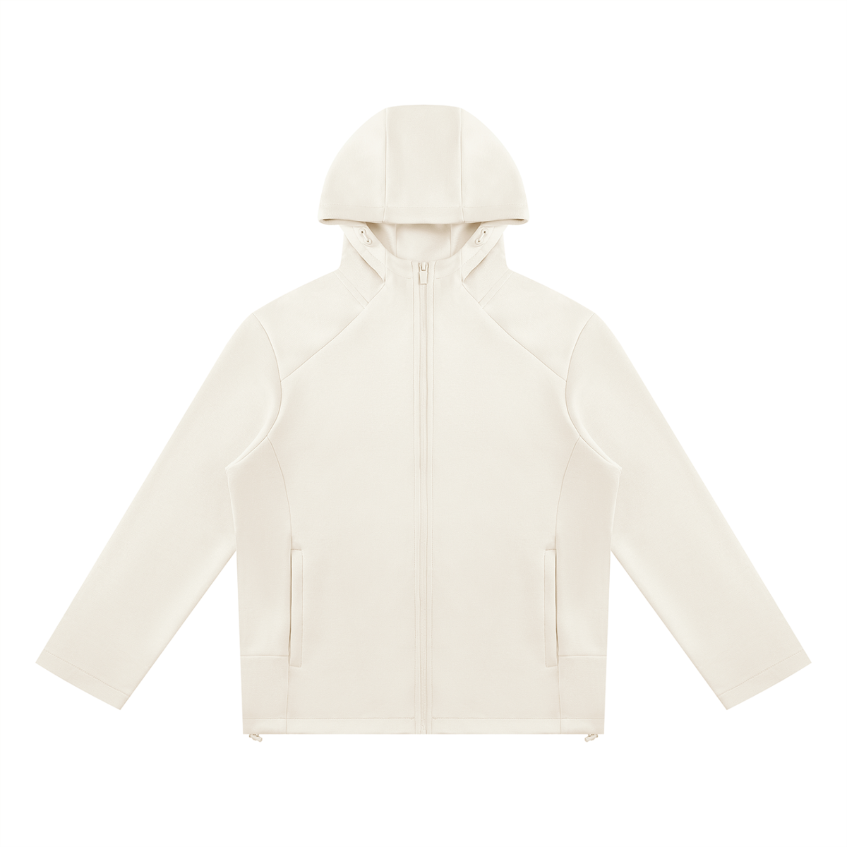 Unisex Paneled Full Zip Hoodie in beige
