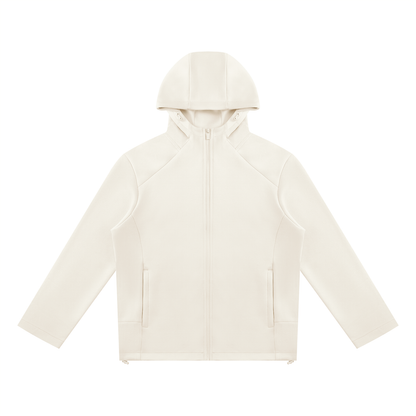 Unisex Paneled Full Zip Hoodie in beige
