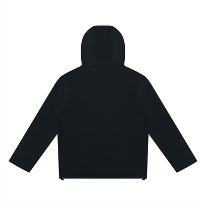 Unisex Paneled Full Zip Hoodie in black, alternate angle