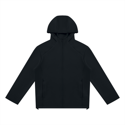 Unisex Paneled Full Zip Hoodie in black