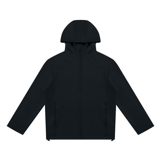 Unisex Paneled Full Zip Hoodie in black