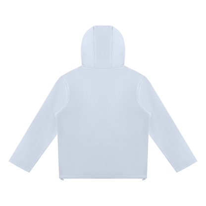 Unisex Paneled Full Zip Hoodie in light blue, alternate angle