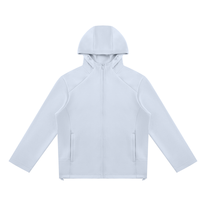 Unisex Paneled Full Zip Hoodie in light blue