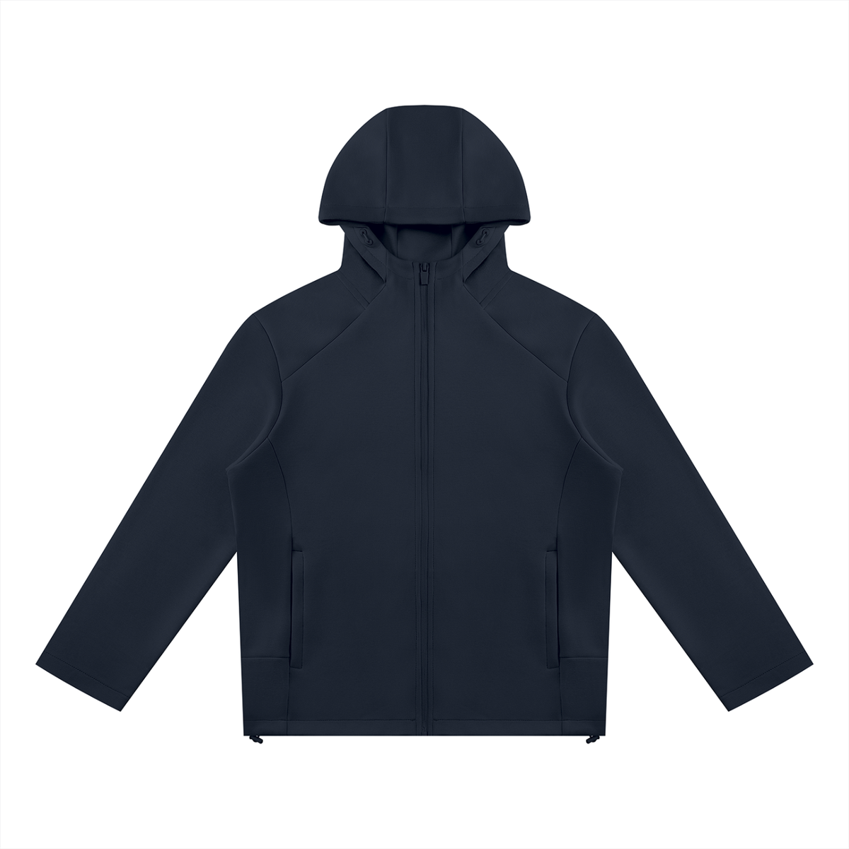 Unisex Paneled Full Zip Hoodie in navy blue