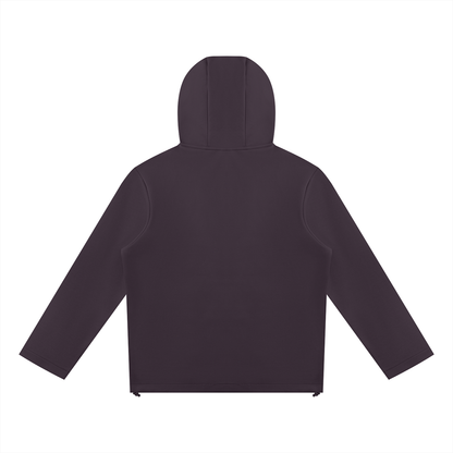 Unisex Paneled Full Zip Hoodie in plum purple, alternate angle