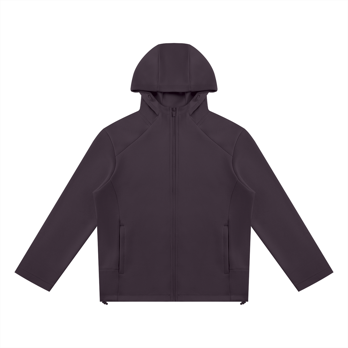 Unisex Paneled Full Zip Hoodie in plum purple