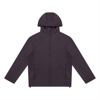 Unisex Paneled Full Zip Hoodie in plum purple