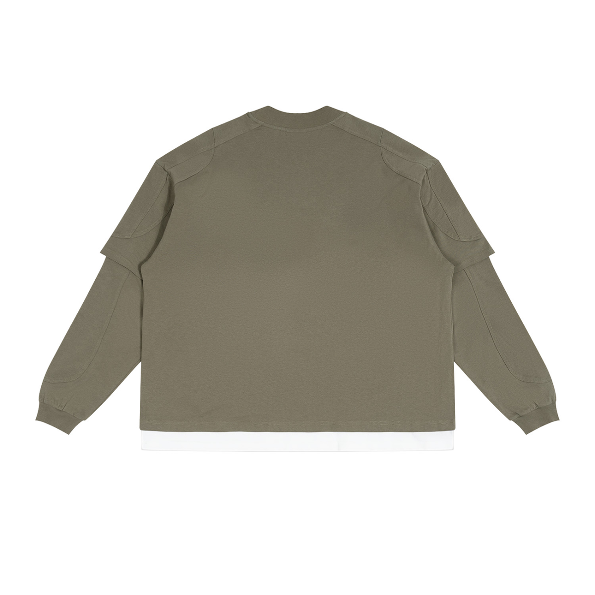 Unisex Paneled Layer Color Block T-Shirt in army green, alternate angle